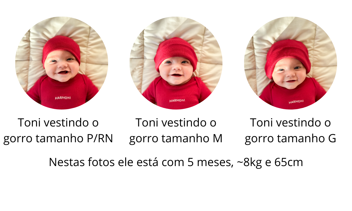 Toni vestindo o gorro tamanho P